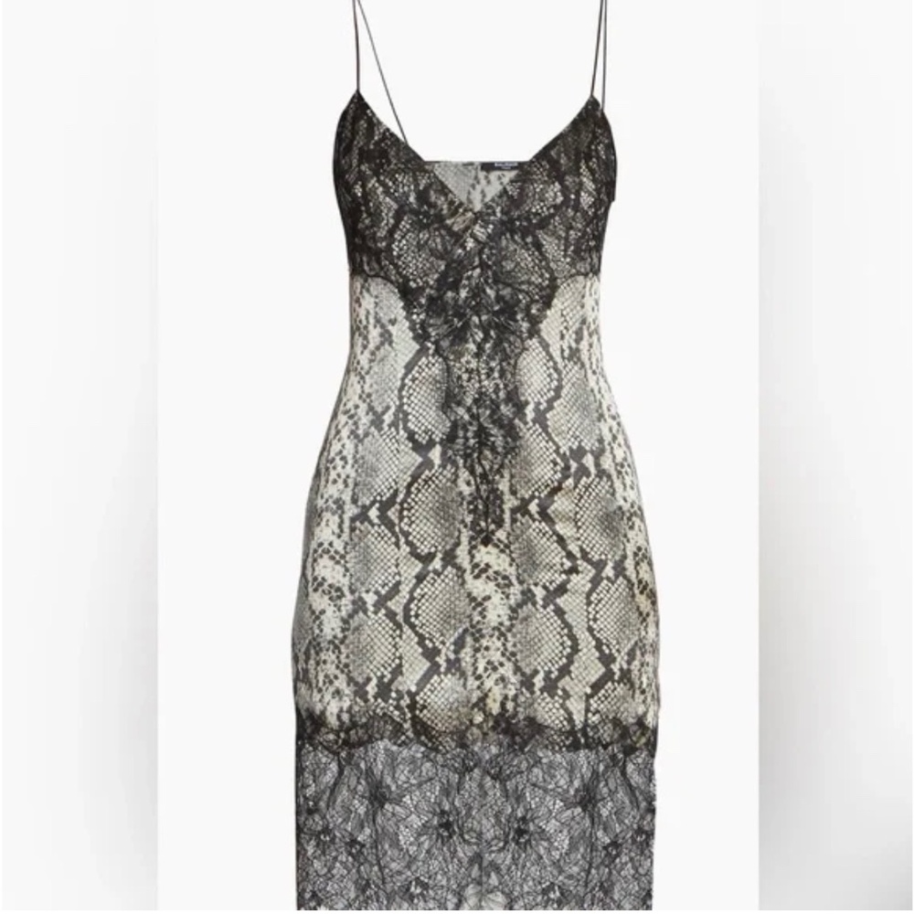 Balmain Black and Cream Snakeskin Mini Dress
